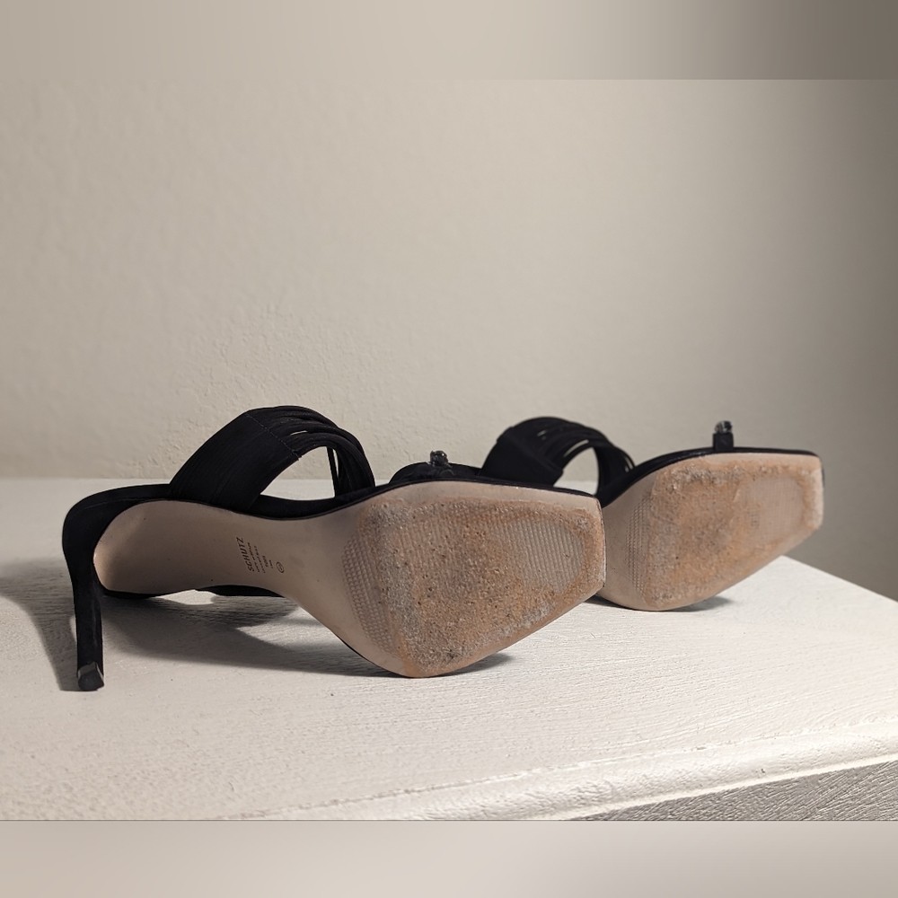 Schutz kimber strappy black suede heels with beading, size 10 - Picture 8 of 12